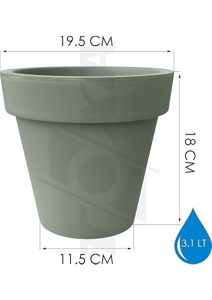 Fulya Saksı Drenajlı Dekoratif Mat Plastik Çiçek Saksısı (Bej Tabaksız, 3.1 Litre) fiyatları