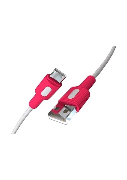 Coral USB A-C Hızlı Şarj Kablosu (Beyaz + Beyaz/pembe Uç) (150 Cm)