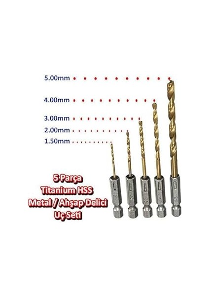 Tüm Akülü Matkap Şarjlı Tornavida Için Altıgen Bit Uç 5li Matkap Ucu Seti Mandren Uyumlu Titanyum indirimleri