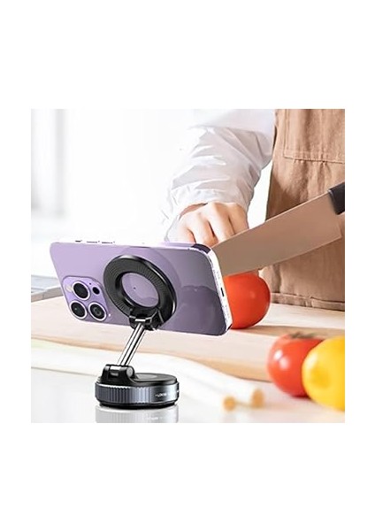 Araç Telefon Tutucu Vakumlu Katlanır Ayna-Cam-Araba Manyetik Araç Tutucu (Siyah) Süper Güçlü Alüminyum Gövde Orjinal indirimleri