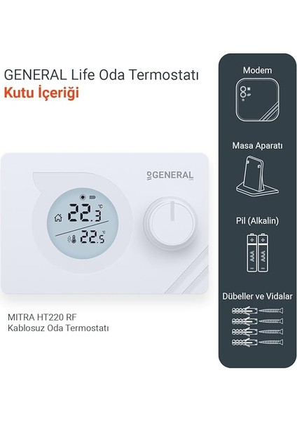 HT220 Rf Kablosuz Oda Termostatı (Beyaz) fiyatları