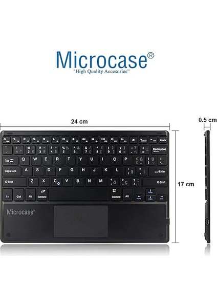 Tablet ve Telefonlar Için Şarjlı Touchpadli Türkçe Bluetooth Klavye - AL2724 Siyah indirimleri