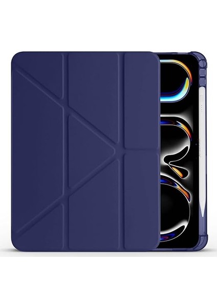 Pro 11 Inç M4 2024 Ile Uyumlu Kılıf Üçgen Katlanabilir Kalem Şarj Bölmeli Kılıf A2836 A2837 A3006 Lacivert modelleri