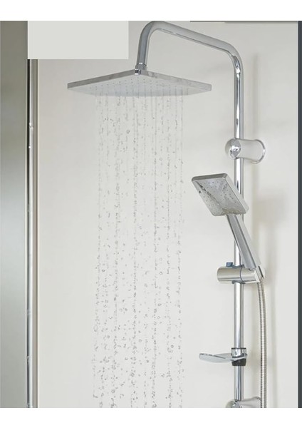 Duş Sistemi Seti, Tepe Duş Başlığı ve El Duşu, Pirinç Yönlendirici, Paslanmaz Çelik, Abs Sabunluklu (Ckkrom Hawai)