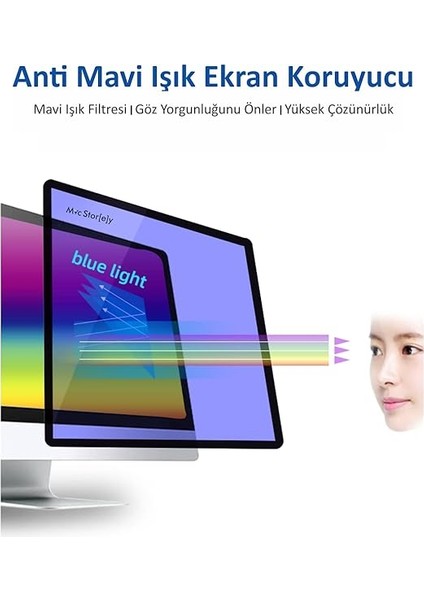Macbook Pro M1-M2-M3-M4 14INÇ Ekran Koruyucu Mavi Işık Filtresi (Touchıd'li Pro 14") A2442 A2779 A2992 A2918 A3112 A3401 A3185 ile Uyumlu Anti Blue Ray Şeffaf modelleri