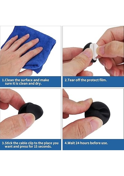 8'li Paket Kablo Klipsi, Kablo Düzenleyici Kablo Yönetimi, Kendinden Yapışkanlı Kablo Tutucu Sistemi, Tüm Bilgisayarınız Için Çok Amaçlı Kablo Klipsleri, Elektrik, Şarj Veya Fare Kablosu, Siyah modelleri