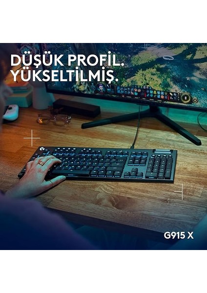 G G915 x Tactile Kablolu Düşük Profilli Rgb Aydınlatmalı Pc/mac Için Mekanik Ingilizce Q Oyun Klavyesi, Siyah fiyatları