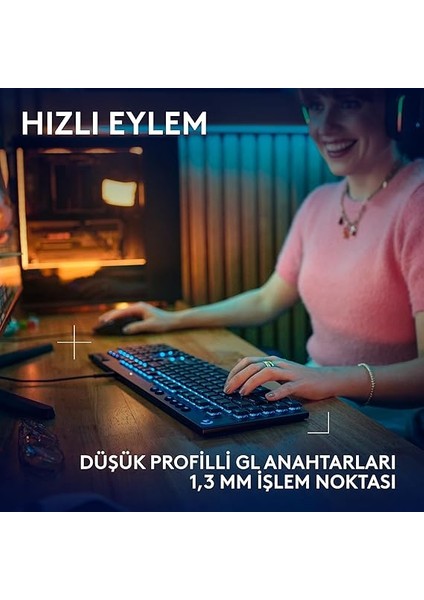 G G915 x Tactile Kablolu Düşük Profilli Rgb Aydınlatmalı Pc/mac Için Mekanik Ingilizce Q Oyun Klavyesi, Siyah modelleri