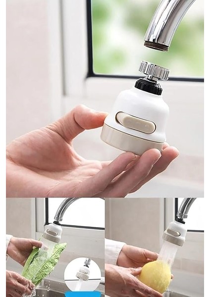 Su Tasasrruflu 3 Fonksiyonlu Mutfak Musluk Başlığı 360 Derece Oynar Başlıklı Beyaz fırsatları