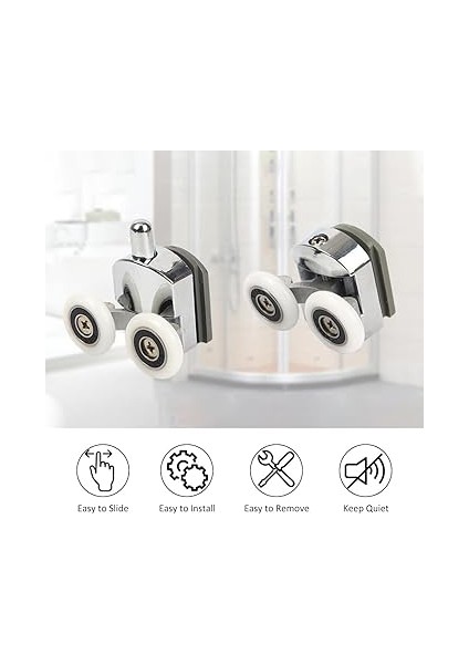 Kabin Teker Seti,4 Adet Krom Banyo Tekerleği,tüm Duşa Kabinlere Uyumlu Tekerlek Seti Takımı 2 Alt 2 Üst Teker Rulmanı fırsatları