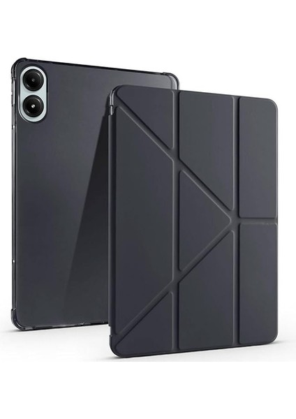 Xiaomi Redmi Pad Pro ile Uyumlu Kılıf Tri Folding Silikon Kalem Bölmeli Katlanabilir Standlı Pu Deri Yumuşak Kapak, Tablet Kılıfı [kalem Alanı, Akıllı Kapak, Uyku Modlu] - Siyah
