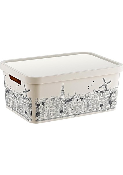 Stafi Desenli Çok Amaçlı Kapaklı Kutu 4,5 Lt Amsterdam