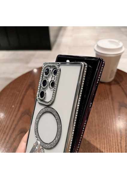 Samsung Galaxy S25 Fe Uyumlu Kılıf Simli Magsafe Şarj Destekli Kamera Lens Korumalı Parıltılı Kapak indirimleri