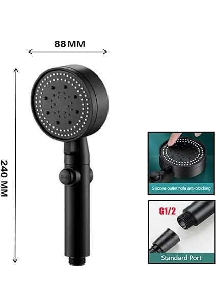 Turbo Pervaneli Basınçlı Duş Başlığı Seti | 5 Fonksiyonlu Sprey Modu, Ergonomik Tasarım, 150 cm Esnek Hortum ve Mafsallı Tutucu, Yüksek Basınç Su Tasarruflu Duş Sistemi fiyatları