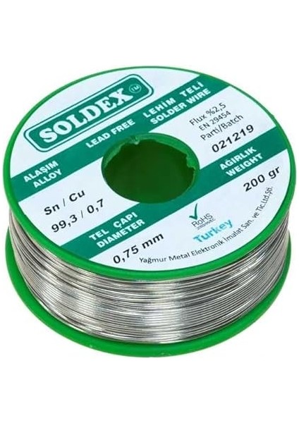 0.75 mm 200 G Kurşunsuz Lehim Teli (%99,3 Sn /%0,7 Cu) fiyatları