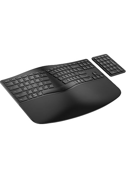 960 Ergonomik Kablosuz Klavye, Ayrı Sayısal Tuş Takımı, Qwertz Düzeni, Bluetooth ve 2,4 Ghz, 20 Programlanabilir Tuş, Uzun Pil Ömrü, Windows/macos/chromeos ile Uyumlu, Siyah fırsatları