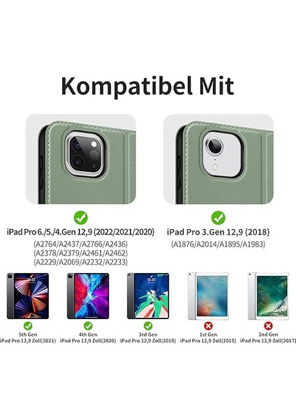 Holımet Kılıf Için iPad Pro 12.9 (6. Nesil) 2022/2021/2020/2018 Için Kalem Tutuculu 2. Nesil Kalem Şarj Fonksiyonunu Destekler, Otomatik Uyku/uyandırma ve Ayakta Durma Fonksiyonlu Akıllı Kılıf - Yeşil fiyatları