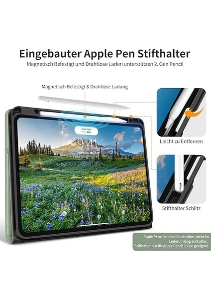 Holımet Kılıf Için iPad Pro 12.9 (6. Nesil) 2022/2021/2020/2018 Için Kalem Tutuculu 2. Nesil Kalem Şarj Fonksiyonunu Destekler, Otomatik Uyku/uyandırma ve Ayakta Durma Fonksiyonlu Akıllı Kılıf - Yeşil modelleri