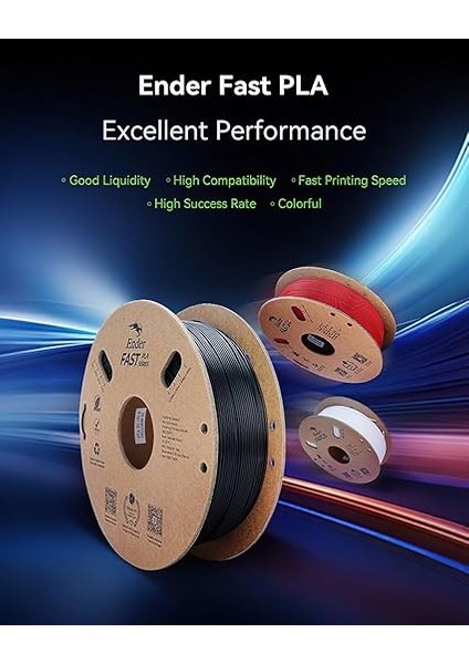 Ender Fast Pla Filament 1,75 Mm, 3D Yazıcı Filament 300 Mm/sn'ye Kadar Yüksek Hız, Geri Dönüştürülebilir Karton Makara, Çoğu Fdm 3D Yazıcıya Uygun - 1 kg (2,2 Lb) Yeşil fiyatları