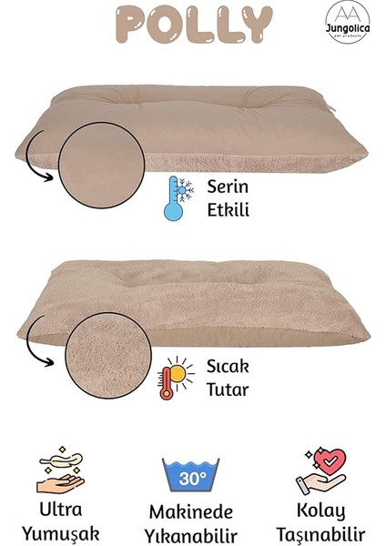 Polly Kedi ve Köpek Minderi 35X50 Açık Bej & Bej - Çift Taraflı Minder, Yıkanabilir, Mevsime Uygun, Well Soft Kumaşlı, Rahat Pet Yatağı fiyatları