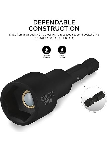 10250A Manyetik Altıgen Somun Anahtarı Master Kit, Cr-V Çelik, 6,35 mm Hızlı Değiştirme Altıgen Şaft, Sae ve Metrik, 12 Parçalı Set fiyatları