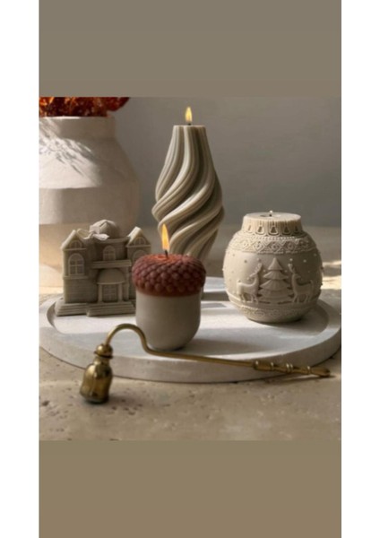 Candle Vazo Mum +Coin +Ev Tolma 3parça