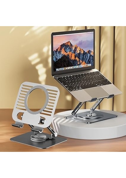 Laptop Standı, Alüminyum Notebook ve Tablet Standı, 360 Derece Dönebilen Katlanır Esnek Yapı, Mac/ipad/laptop/notebook/tablet Ile Uyumlu, (4-12.9 Inç) fiyatları