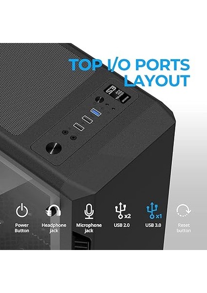 S3 Tg - Atx Mid Tower Bilgisayar Pc Kasası - Temperli Cam Yan Panel - 3 x 120 mm Kasa Fanı Önceden Takılmış, Siyah modelleri