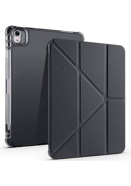 iPad Air 11 2025 M3 Kılıf Silikon Standlı Kalem Bölmeli Kılıf Siyah