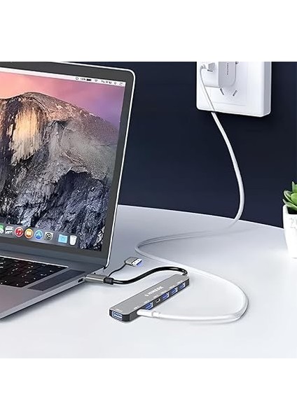 Usb-C Hub Laptop ve Macbook ile Uyumlu Çoklayıcı / 1x USB 2.0 / 1x USB 3.0 / 2x Usb-C/çevirici Çoklayıcı (7-In 1 USB Hub) indirimleri