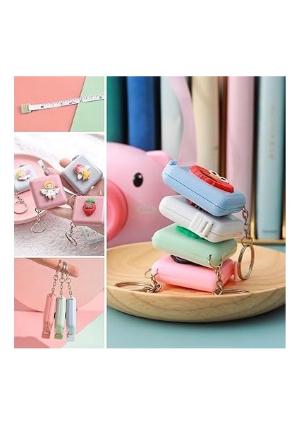 Sevimli Yumuşak Stickerli 150 cm Uzunluğunda Pratik Taşınabilir Çanta Boy Anahtarlıklı Mezura Metre fırsatları