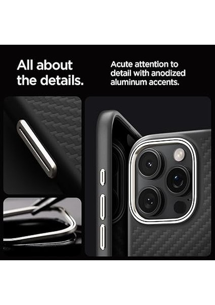 iPhone 16 Pro Max ile Uyumlu Magsafe Kılıf Enzo Aramid Hava Kanalı Teknolojisi Askeri Sınıf Koruma Magfit Black Natural Dokulu Yüzey Kapak - ACS08501 indirimleri