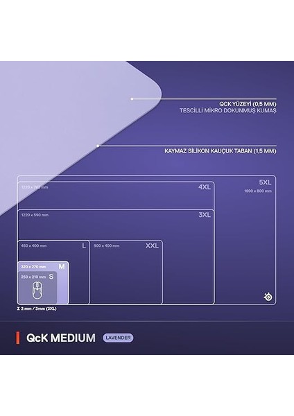 Qck Fare Altlığı (Orta) – Lavanta – Alt Tarafta Kaymaz Kauçuk Kaplama – En Iyi Izleme – Oyun Sensörleri Için Optimize Edilmiştir – 320 mm x 270 mm – Fps, Mobas, Rts, Mmo indirimleri