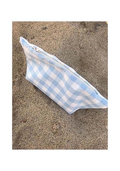 Pötikareli Yıkanabilir Fermuarlı Tek Gözlü Bez Kalemlik Kalem Kutusu Cüzdan Makyaj Çantası Bez Kalem Kesesi (Açık Mavi) indirimleri