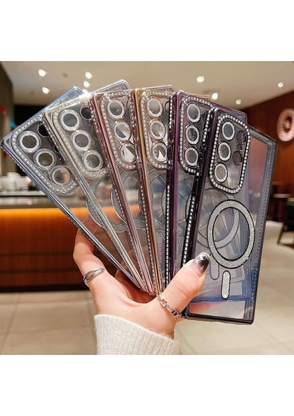 Samsung Galaxy A26 Uyumlu Kılıf Simli Magsafe Şarj Destekli Kamera Lens Korumalı Parıltılı Şık Kapak fiyatları