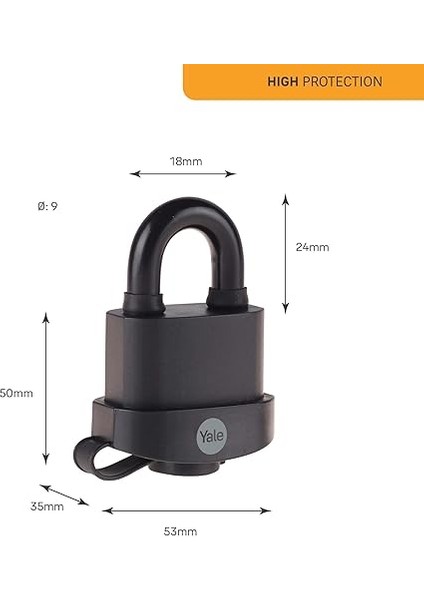 Y220B/51/118/1 - 51MM Pvc Kaplamalı Marin Asma Kilit - Yüksek Koruma - Çift Kilitleme - Sertleştirilmiş Çelik Halka - 3 Anahtar modelleri