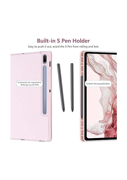 Galaxy Tab S7 Fe / S7 Plus S8 Plus 12.4" ile Uyumlu Kılıf Kalem Bölmeli Smart Case X800 T730 T970 Rose Gold fiyatları