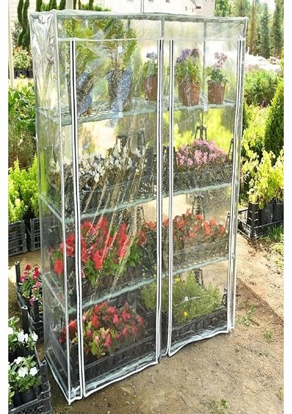 Katlı Mini Sera, Pvc Şeffaf Örtülü, Çiçek ve Bitki Yetiştirme Rafı, 2 Bölmeli fiyatları