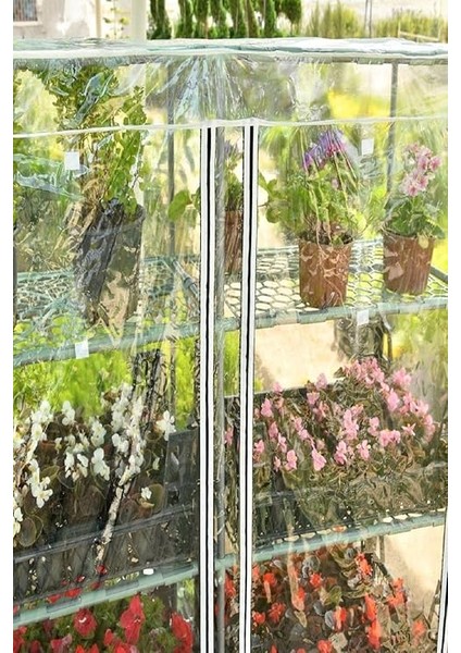 Katlı Mini Sera, Pvc Şeffaf Örtülü, Çiçek ve Bitki Yetiştirme Rafı, 2 Bölmeli modelleri