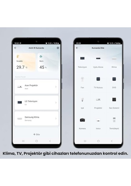 Uyumlu Dahili Sıcaklık ve Nem Sensörlü Wifi Ir Kumanda (Wak-02) modelleri