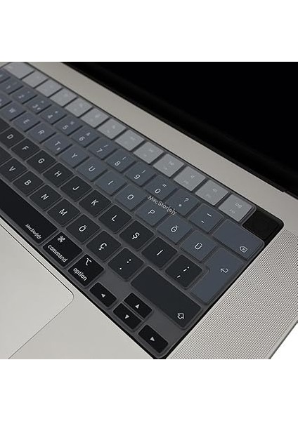 MacBook Klavye Koruyucu Türkçe Q Silikon Ombre Ince Kaymaz Yıkanabilir Air 13.6 Inç 15.3 Inç Pro 14 Inç 16 Inç M2 M3 M4 Uyumlu A3113 A3114 A3112 A3401 A3185 A3403 A3186 A2918 Siyah Gri modelleri