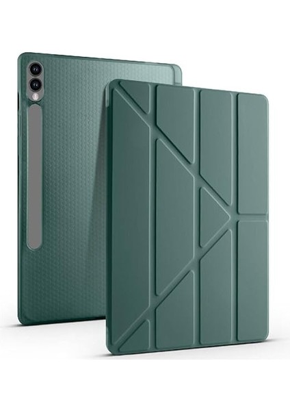Galaxy Tab S9 Plus X810 / S9 Fe Plus X610 12.4 Inç Uyumlu Akıllı Tablet Kılıfı – Katlanabilir Kapaklı, Kalemlikli, Stand Fonksiyonlu, Smart Cover Otomatik Uyandırma (Koyu Yeşil) fiyatları