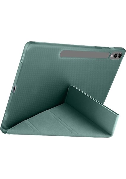 Galaxy Tab S9 Plus X810 / S9 Fe Plus X610 12.4 Inç Uyumlu Akıllı Tablet Kılıfı – Katlanabilir Kapaklı, Kalemlikli, Stand Fonksiyonlu, Smart Cover Otomatik Uyandırma (Koyu Yeşil) modelleri
