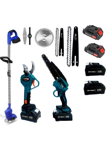 Style Pro 3-Lü Set 4 Akülü Kenar Kesme-Dal Budama Makası-Budama Testeresi Bahçe Set