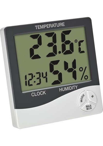 Dostmann Dijital Mini Termo-Higrometre, Iç Mekan, 30.5058.02, Oda Termometresi, Nem Ölçer, Nem ve Sıcaklık Ölçümü, Oda Iklimi Kontrolü Için, Maks. Minimum, Saat ve Tarih Dahil, Beyaz