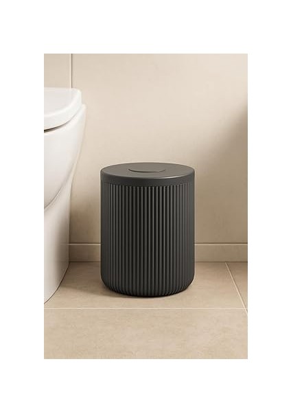 Serisi Antrasit/gri Akrilik Çöp Kovası – Silindir, 5 Litre, 25CM, Kolay Temizlenir - 3372 indirimleri