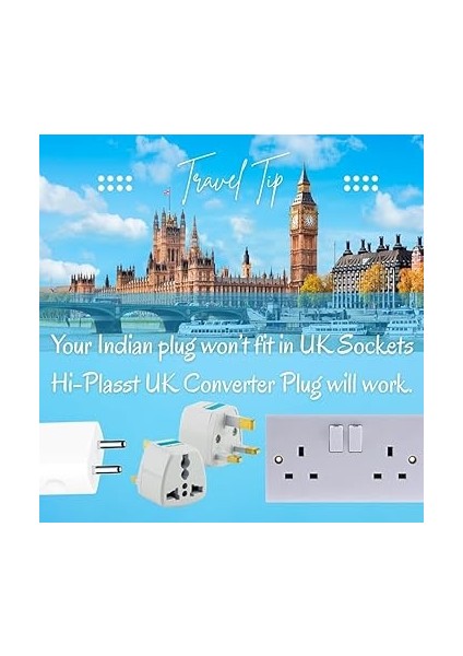 Tip G Ingiliz Adaptör Fişi – Hindistan, Ingiltere, Dubai, Hong Kong, Irlanda, Singapur, Hac ve Umre Uyumlu, 2 ve 3 Uçlu Fiş Dönüştürücü Priz, Uluslararası Seyahat Adaptörü indirimleri