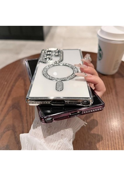 Samsung Galaxy A25 Uyumlu Kılıf Simli Magsafe Şarj Destekli Kamera Lens Korumalı Parıltılı Şık Kapak fırsatları