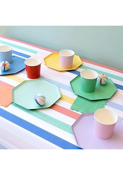Meri - Multi Stripe Tablecloth - Multi Renkli Çizgili Kağıt Masa Örtüsü fiyatları