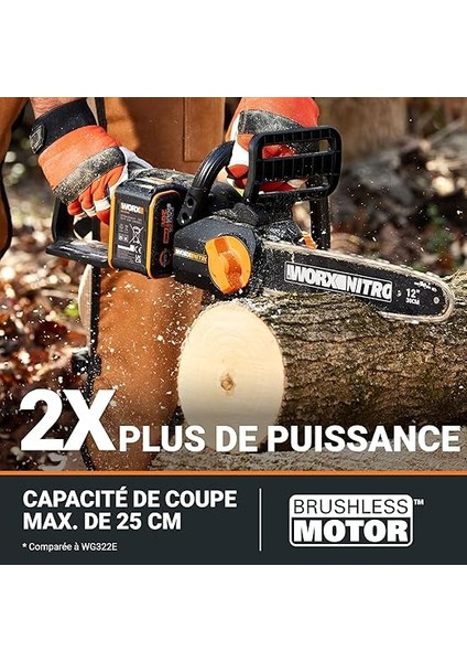 WG350E 20VOLT 4.0AH Li-Ion 30CM Profesyonel Şarjlı Kömürsüz Zincirli Testere modelleri